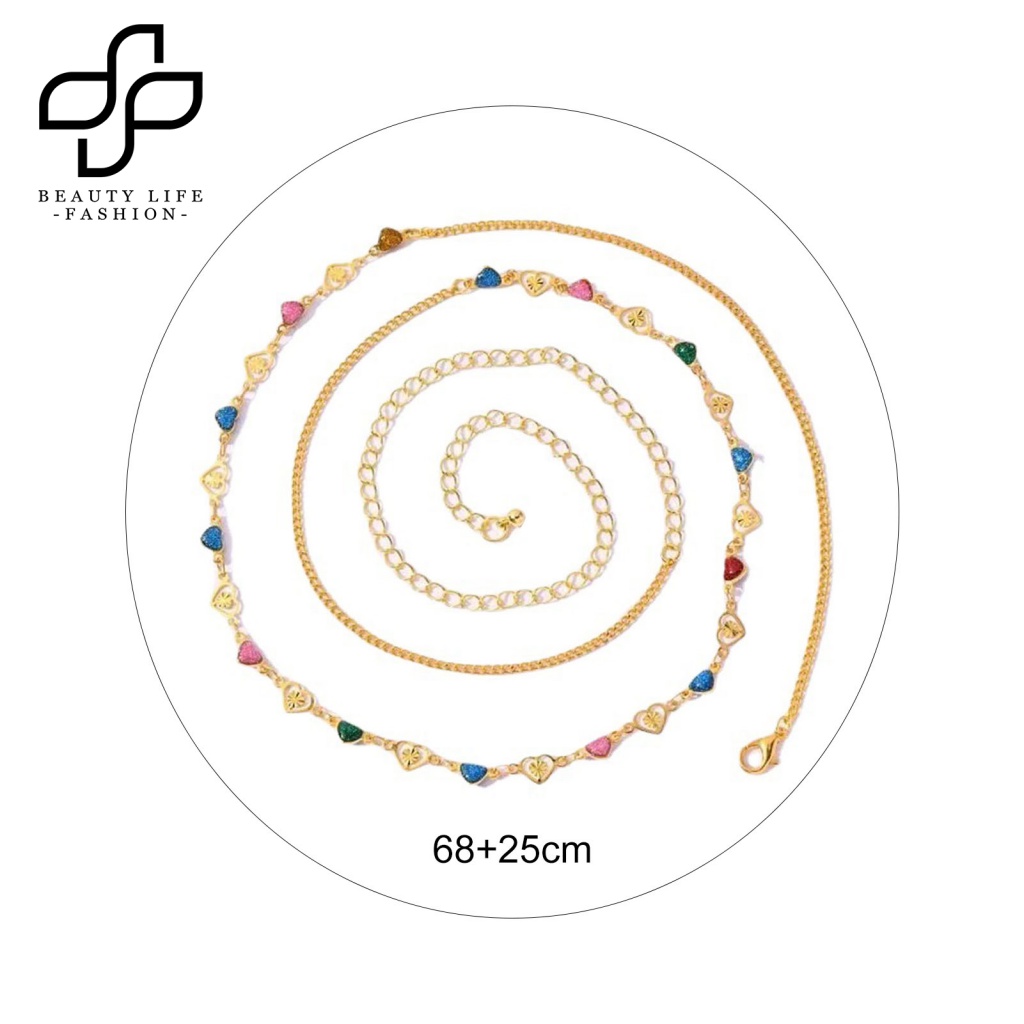 Dây Xích Đeo Hông Nhiều Màu Sắc Mặt Trái Tim Phong Cách Punk Đơn Giản Sáng Tạo Dành Cho Nữ