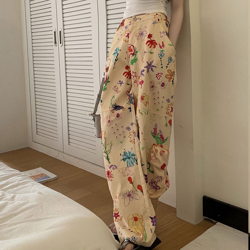 Kayna Quần Yếm In Họa Tiết graffiti Phong Cách Mỹ Thời Trang Mùa Hè Dành Cho Nữ