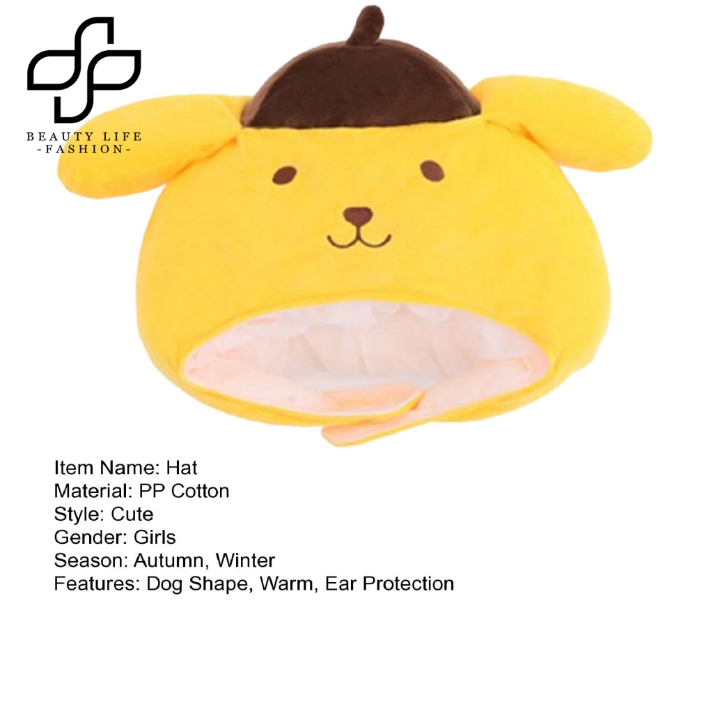 Mũ Hóa Trang Chú Chó Tai Ngắn 3D Bằng Lông Nhung Dễ Thương Xinh Xắn