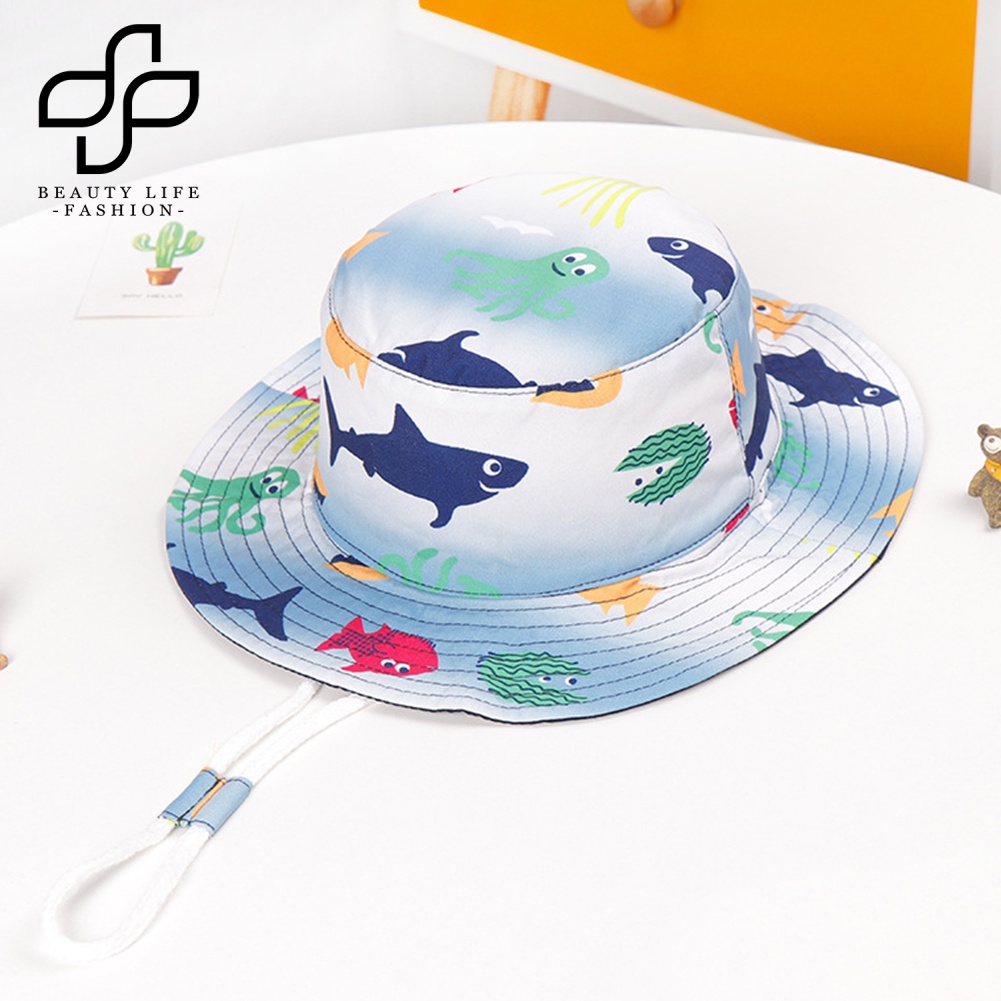 Nón Vành Rộng Chống Tia UV In Họa Tiết Động Vật Hoạt Hình Xinh Xắn Dành Cho Bé