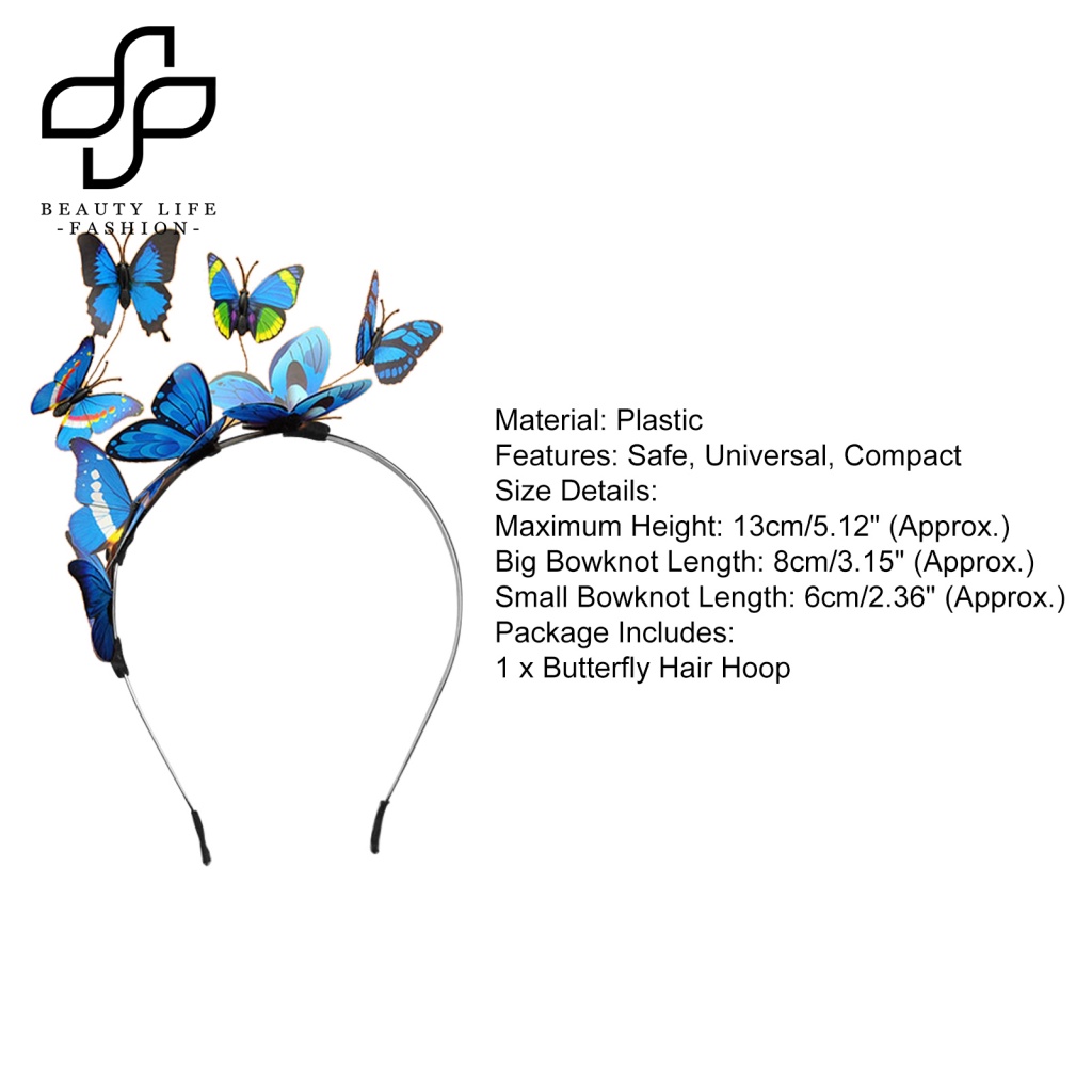 Băng Đô Cài Tóc Bằng Nhựa Hình Bướm Ba Chiều Sáng Tạo
