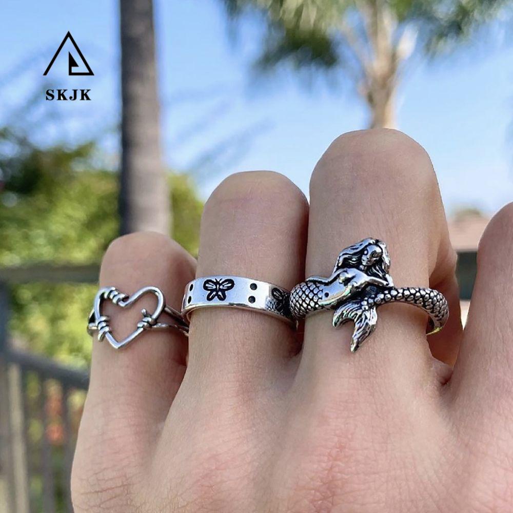 Nhẫn Hợp Kim Hình Bướm / Trái Tim Phong Cách Hip Hop Hàn Quốc Thời Trang Cho Nữ