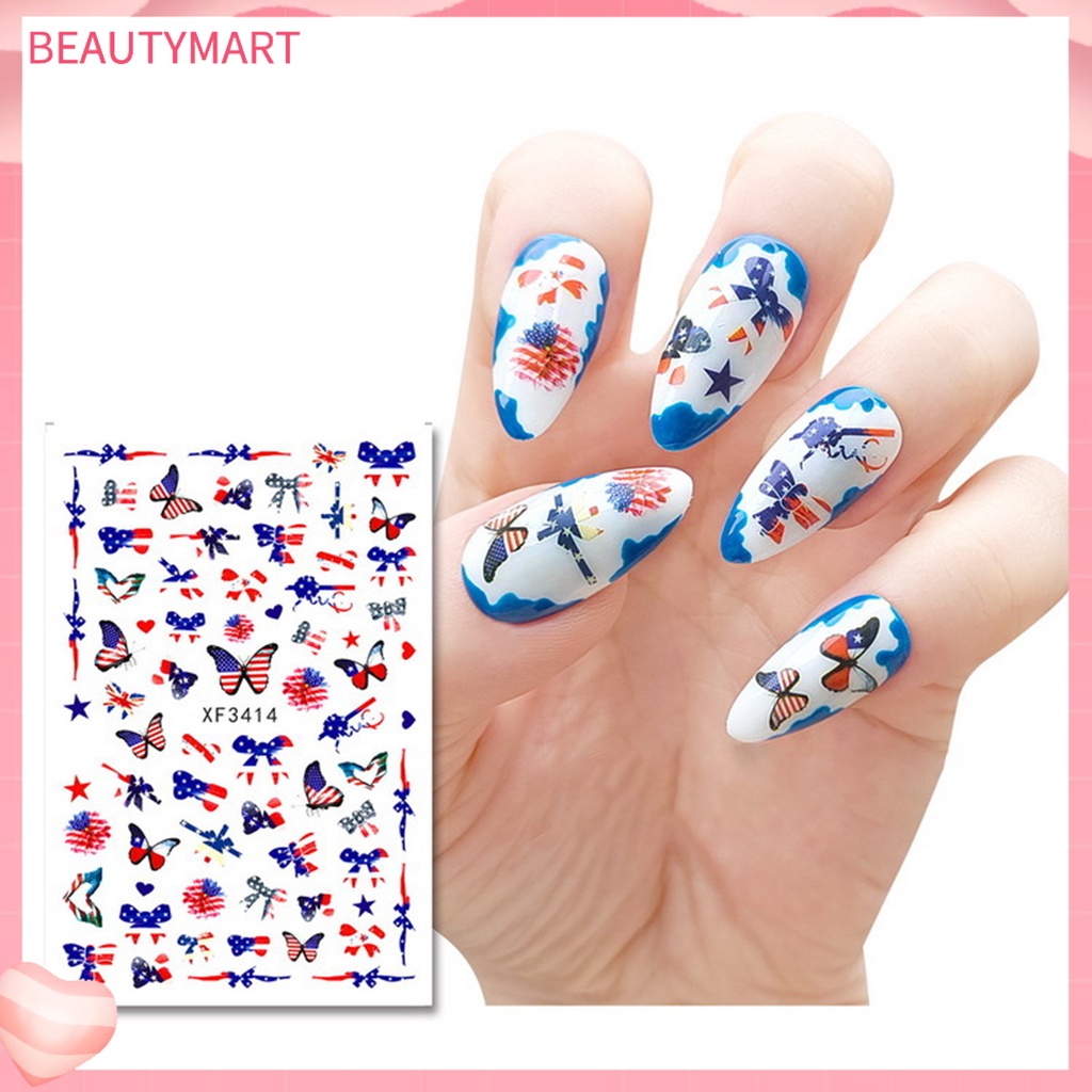 Hình Dán Móng Tay Dễ Dàng Siêu Mỏng Họa Tiết Lá Cờ Mỹ