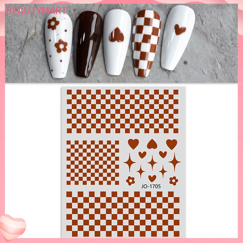 [beautymart] Miếng Dán Trang Trí Móng Tay Tự Dính Họa Tiết Tinh Tế Có Thể Tháo Rời Dễ Sử Dụng