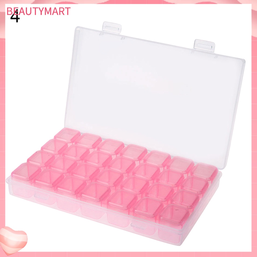 Hộp Đựng Phụ Kiện Trang Trí Móng Tay 28 Ngăn Trong Suốt Tiện Dụng Ốp
