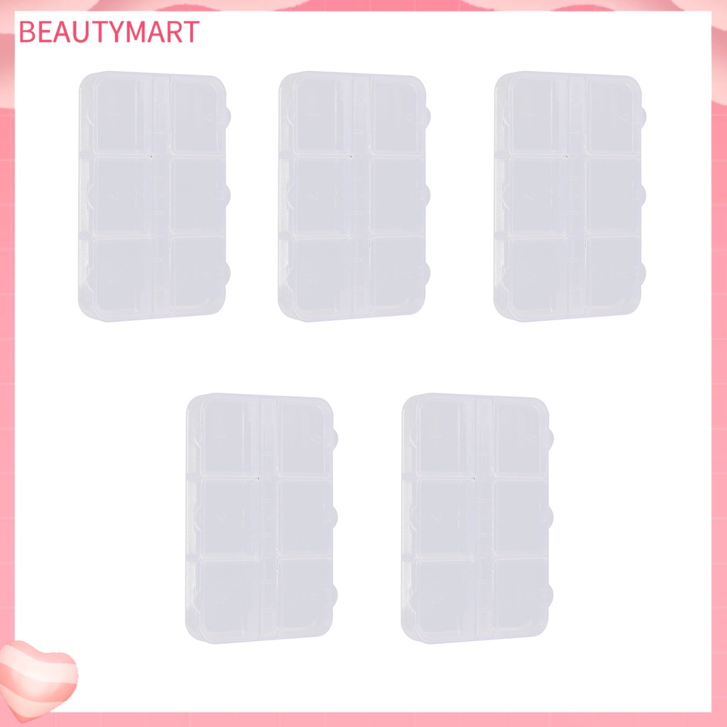 Set 5 Hộp Nhựa Trong Suốt 6 Ngăn Đựng Trang Sức Sức Chứa Lớn Tiết Kiệm Không Gian