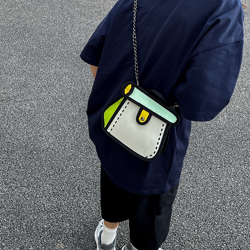 Túi Đeo Chéo Vai Vải canvas Hai Chiều Họa Tiết Hoạt Hình Dành Cho Nữ