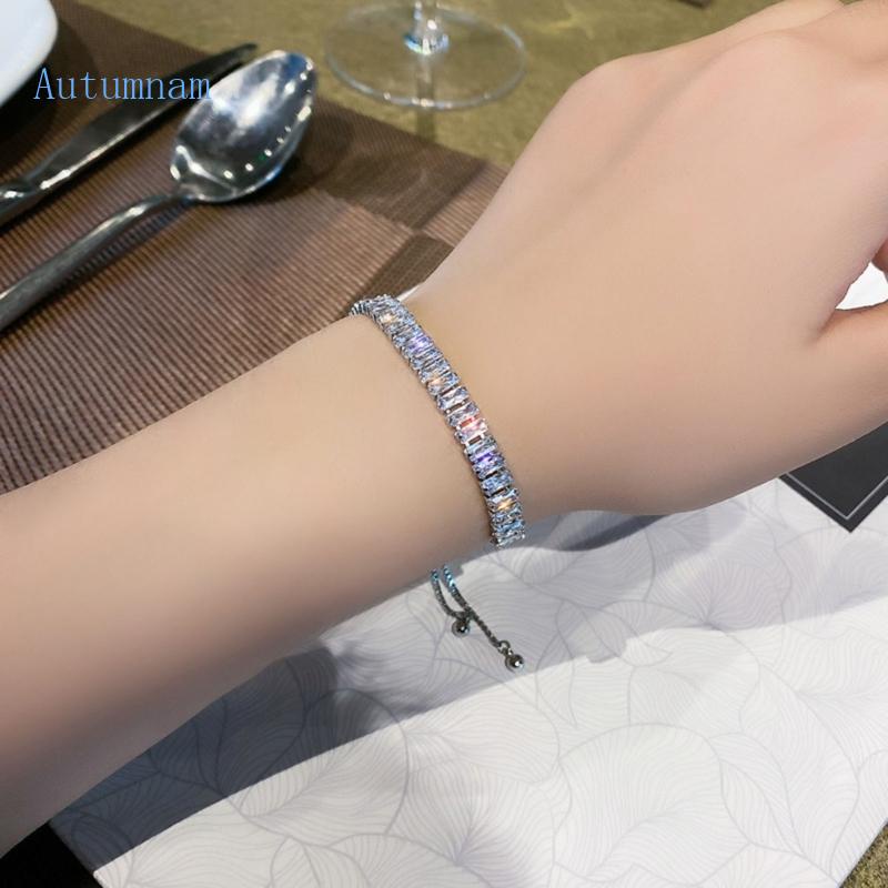 Vòng Tay Tennis Nhiều Màu Đính Đá Zirconia Lấp Lánh Tùy Chỉnh 5A Cho Nữ