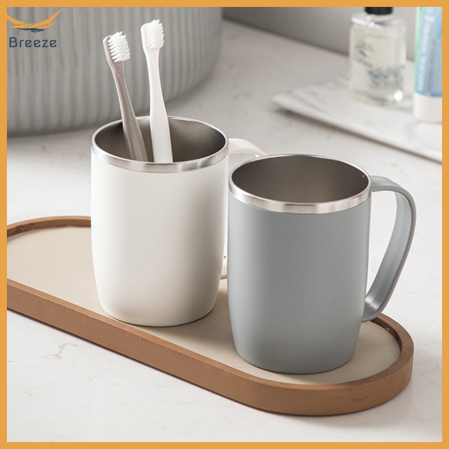 Cốc Uống Nước Hai Lớp Bằng Thép Không Gỉ Màu Sắc Tối Giản Hiện Đại Dành Cho Phòng Tắm 420ml