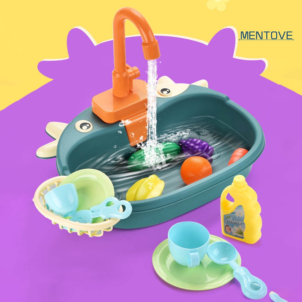 1 Bộ Đồ Chơi Bồn Rửa Chén Bằng Nhựa Tự Động Xoay 180 Độ Cho Bé