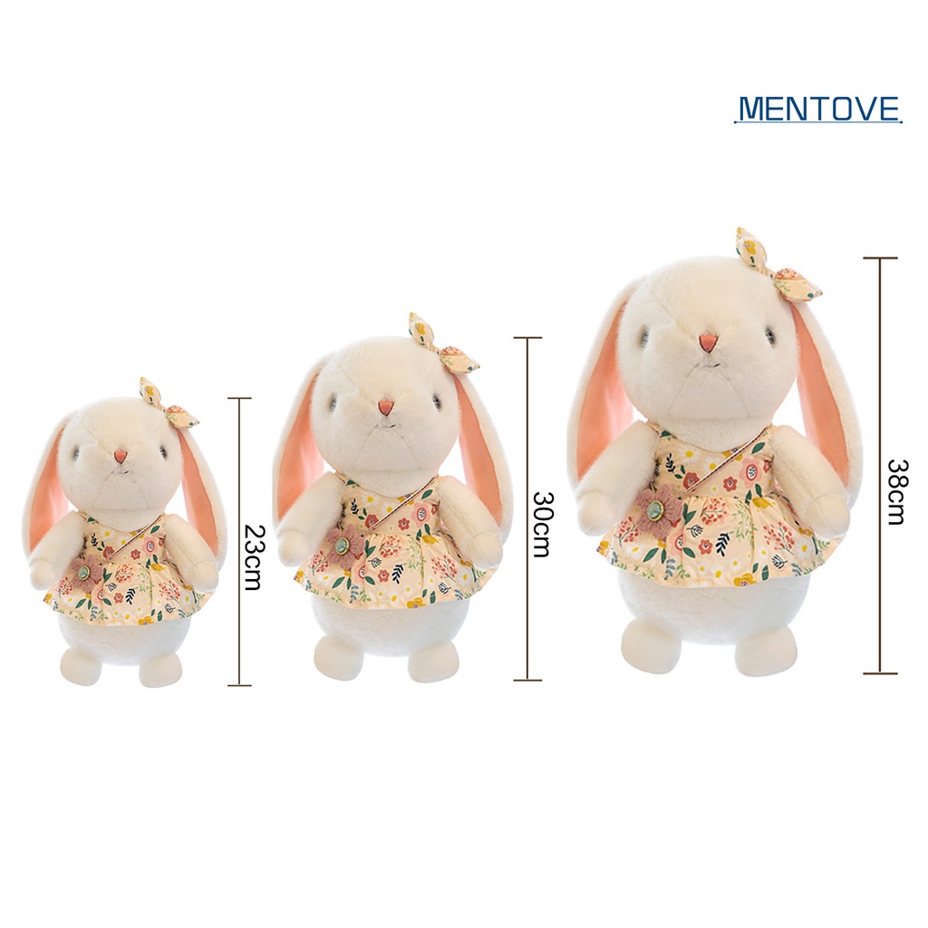 Thỏ Nhồi Bông 23 / 30 / 38cm Mặc Váy Hoa Thắt Nơ Đáng Yêu Trang Trí Nội Thất