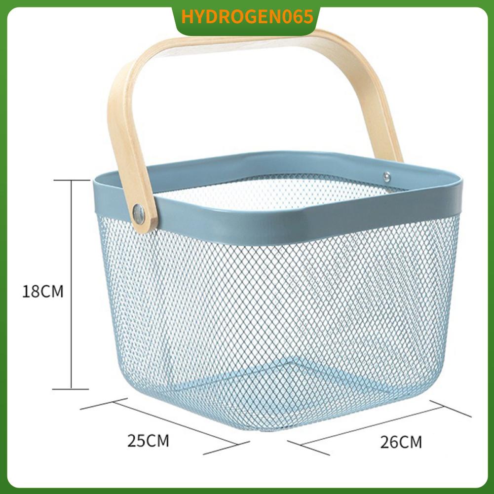 Hydrogen065 Rây Trái Cây Chất Liệu Kim Loại Tay Cầm Di Động Thoải Mái Chống Mài Mòn Rổ Xả Rau Thiết Thực Cho Nhà Bếp