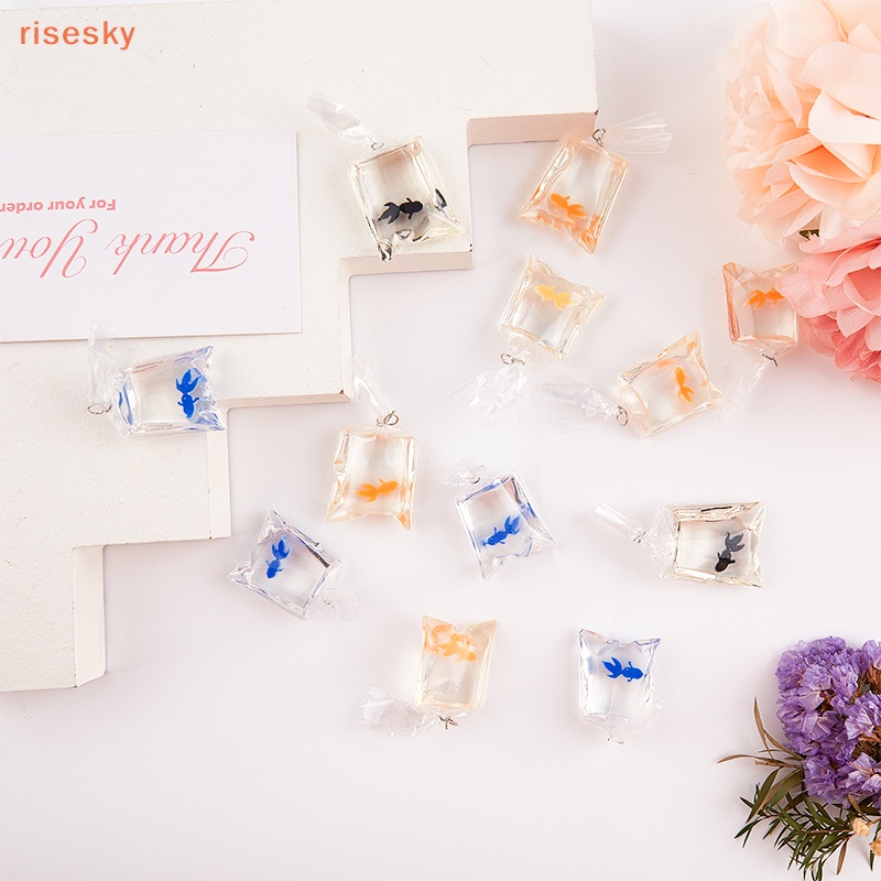 Set 10 Mặt Dây Chuyền Hình Cá Vàng / Túi Nước Độc Đáo DIY