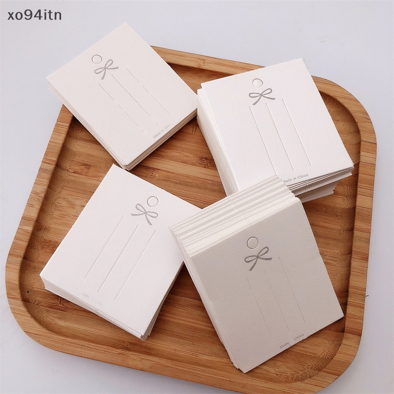 Set 50 Thẻ Giấy Trưng Bày Kẹp Tóc Hình Nơ Màu Trắng