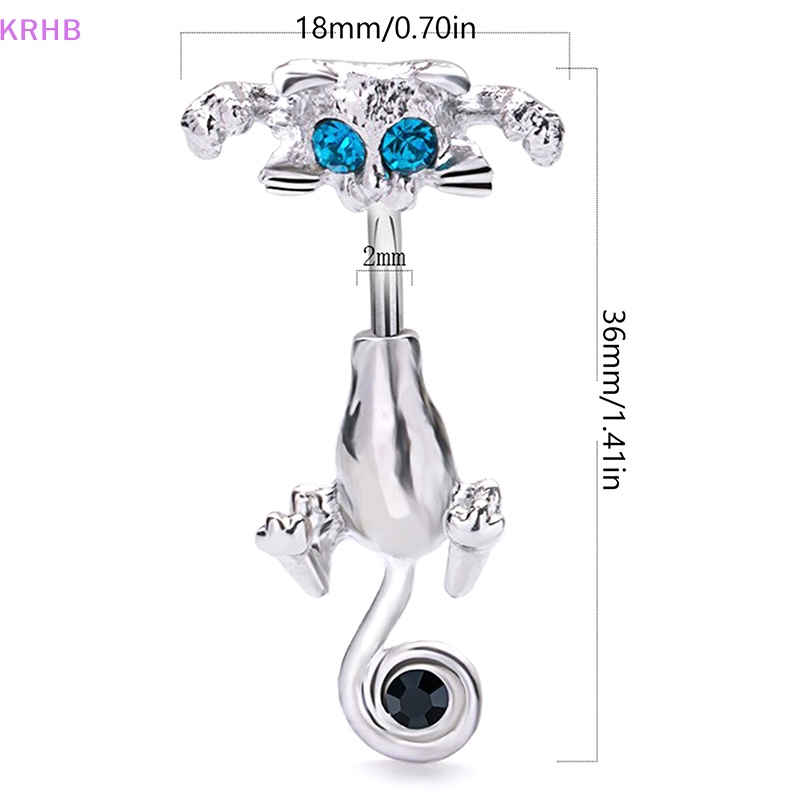 Khuyên Rốn Bằng Thép Không Gỉ Hình Mèo Đính Đá Chất Lượng Cao Quyến Rũ Dành Cho Nữ Mới