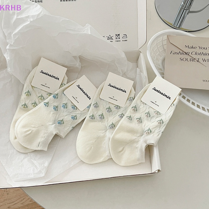 Đôi Tất Chân Chống Trượt Họa Tiết Hoa Tulip Thời Trang Cho Nữ Mới