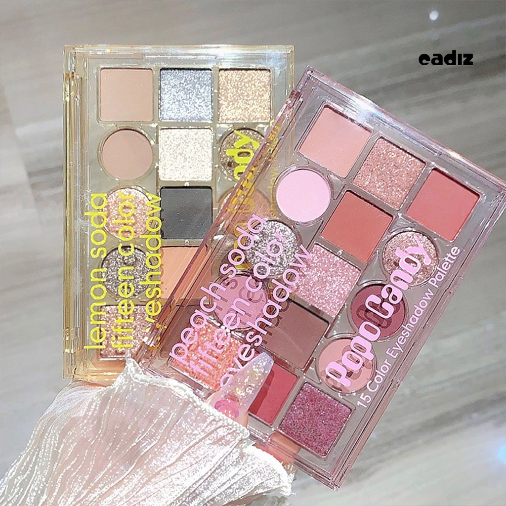 Bảng Phấn Mắt 15 Màu Sắc Hiệu Ứng Lì / Ánh Nhũ Chống Nhòe Bền Màu Dài Lâu 20g