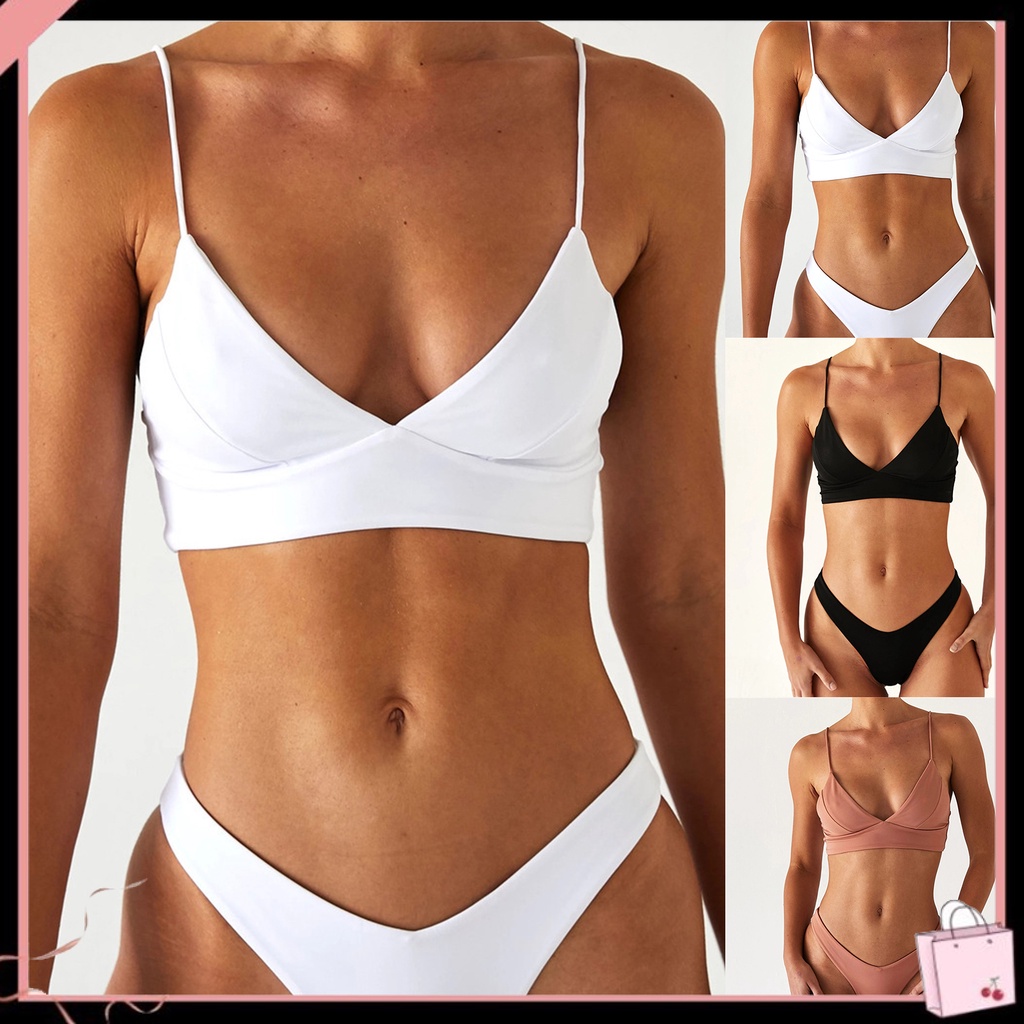 Bộ Đồ Bơi Bikini Hai Mảnh Lưng Cao Có Mút Đệm Quyến Rũ Dành Cho Nữ