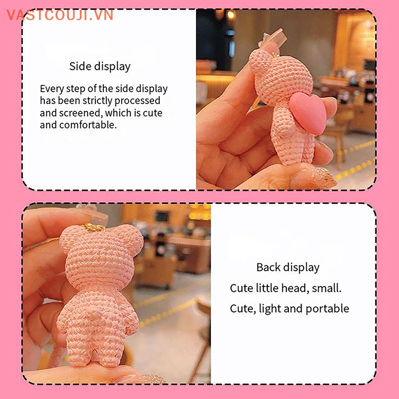 Móc Khóa Resin Hình Trái Tim / Gấu Hoạt Hình Dễ Thương