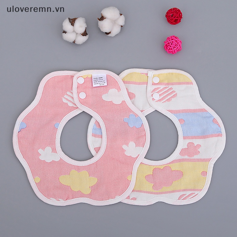Uloveremn Yếm Ăn Cotton 6 Lớp Xoay 360 Độ Xinh Xắn Tiện Dụng Cho Bé Sơ Sinh