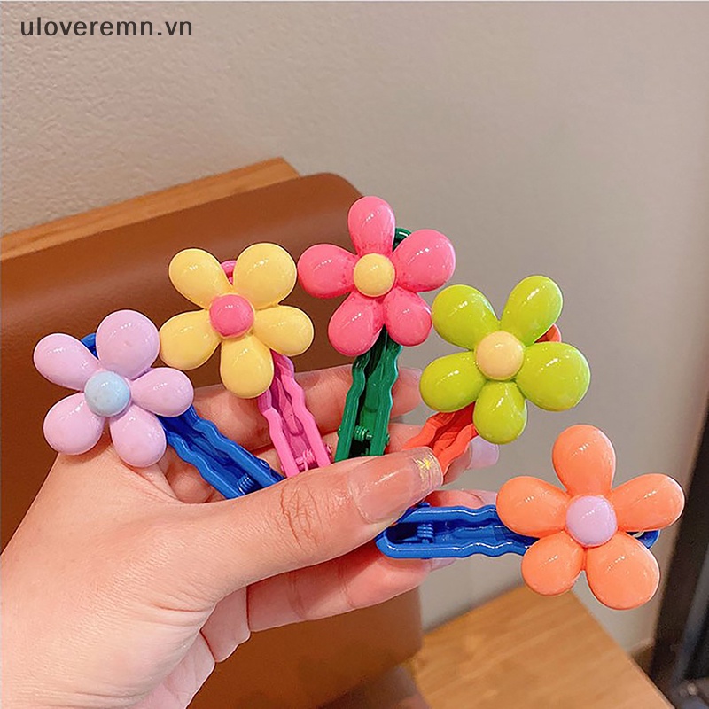 Bộ 2 Kẹp Tóc Hình Hoa Nhiều Màu Sắc Phong Cách Vintage Dễ Thương Cho Nữ