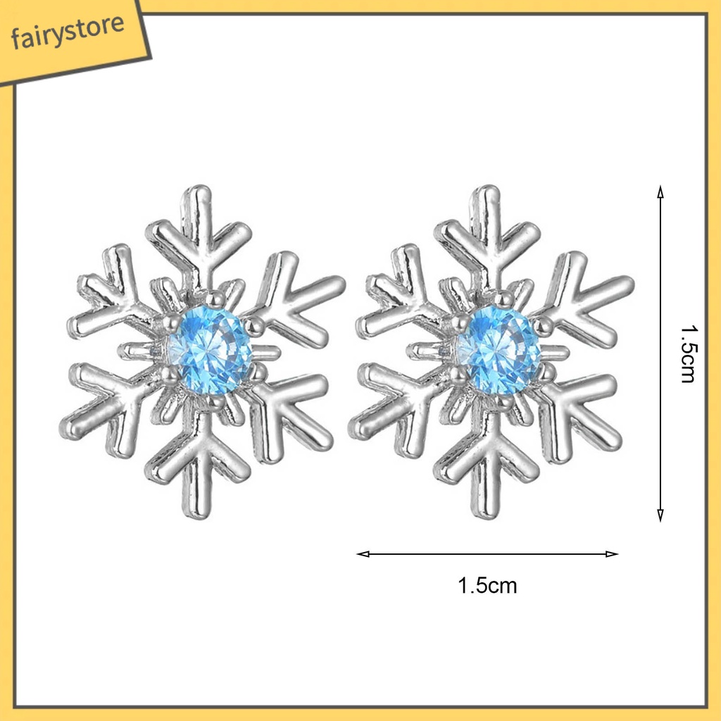 1 Đôi Bông Tai Hình Hoa Tuyết Đính Đá Lấp Lánh Trang Nhã Dành Cho Nữ