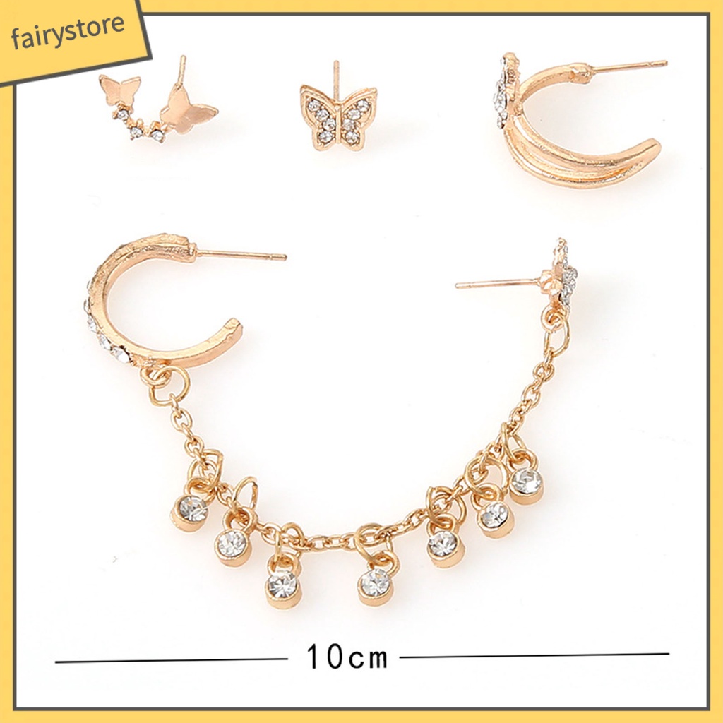 Bộ 4 Khuyên Tai Hình Bướm Bằng Hợp Kim Dùng Hàng Ngày Cho Bạn Gái