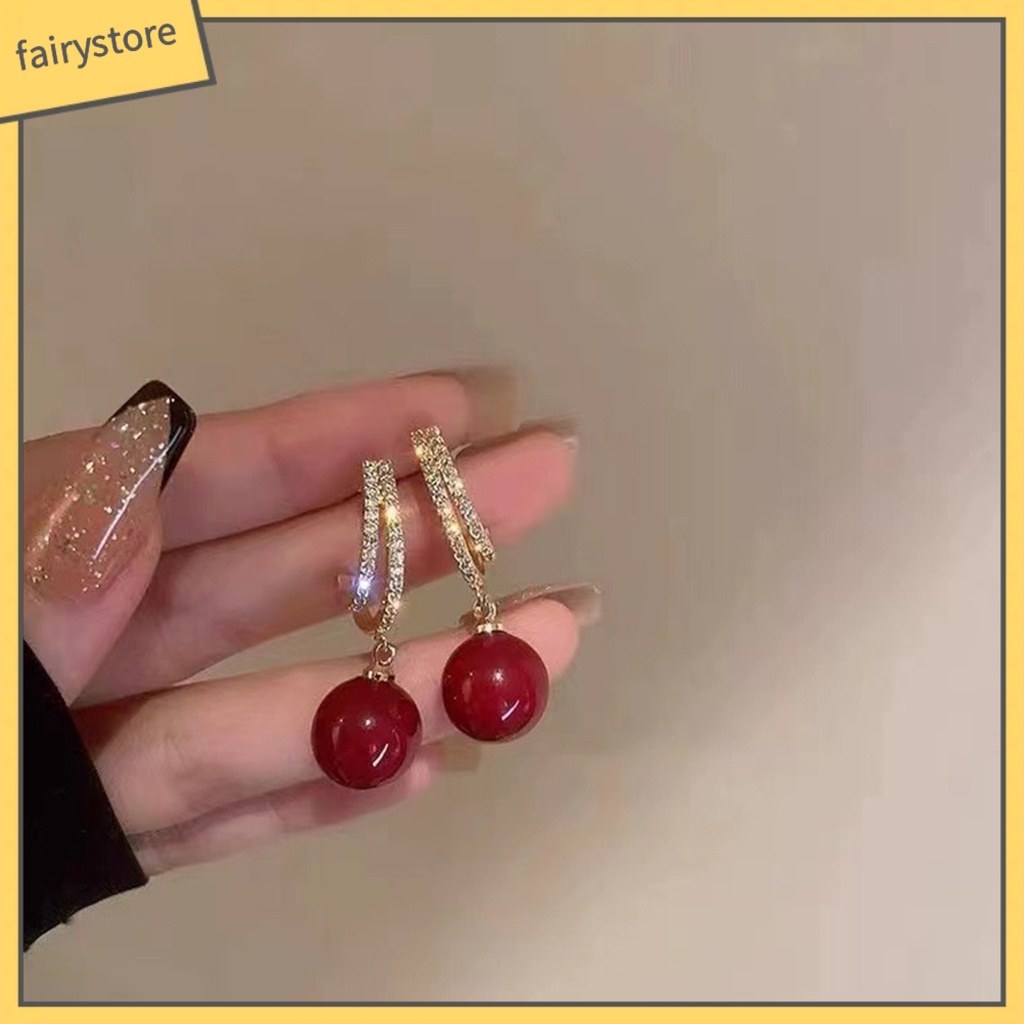 1 Đôi Bông Tai Đính Đá Phong Cách Pháp Cổ Điển Sang Trọng Dành Cho Nữ