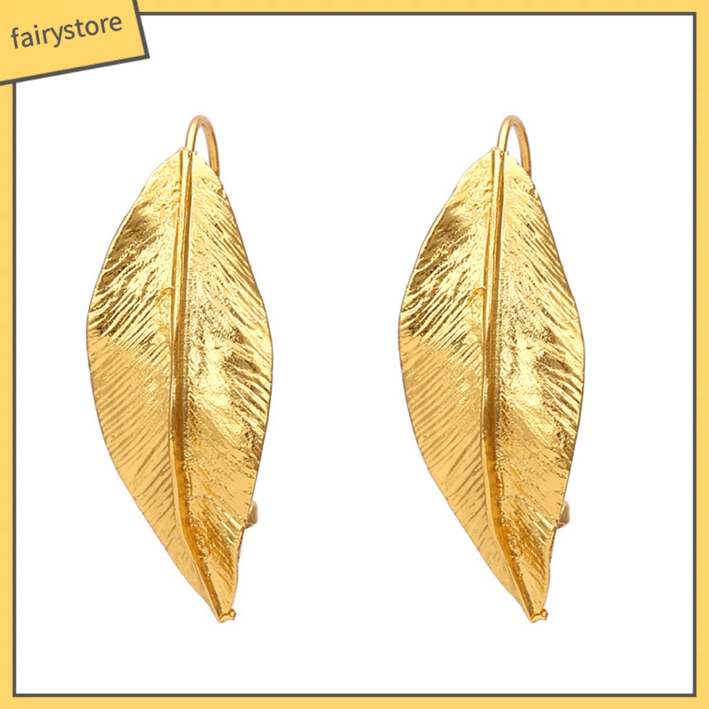 1 Đôi Bông Tai Móc Hình Chiếc Lá Bằng Kim Loại Màu Sắc Tươi Sáng Phong Cách Retro