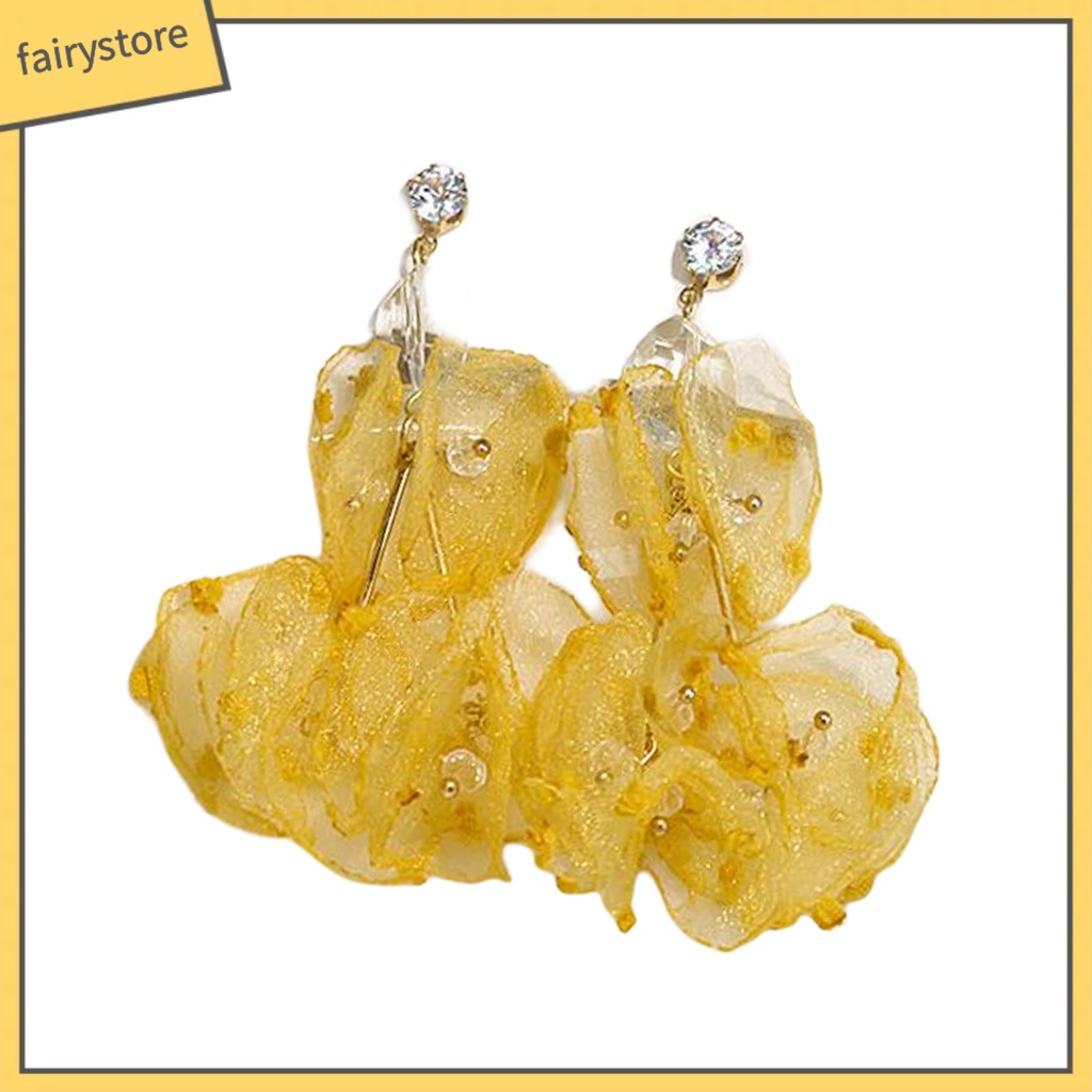 1 Đôi Bông Tai Hình Hoa Thủ Công Bằng Vải Chống Mòn