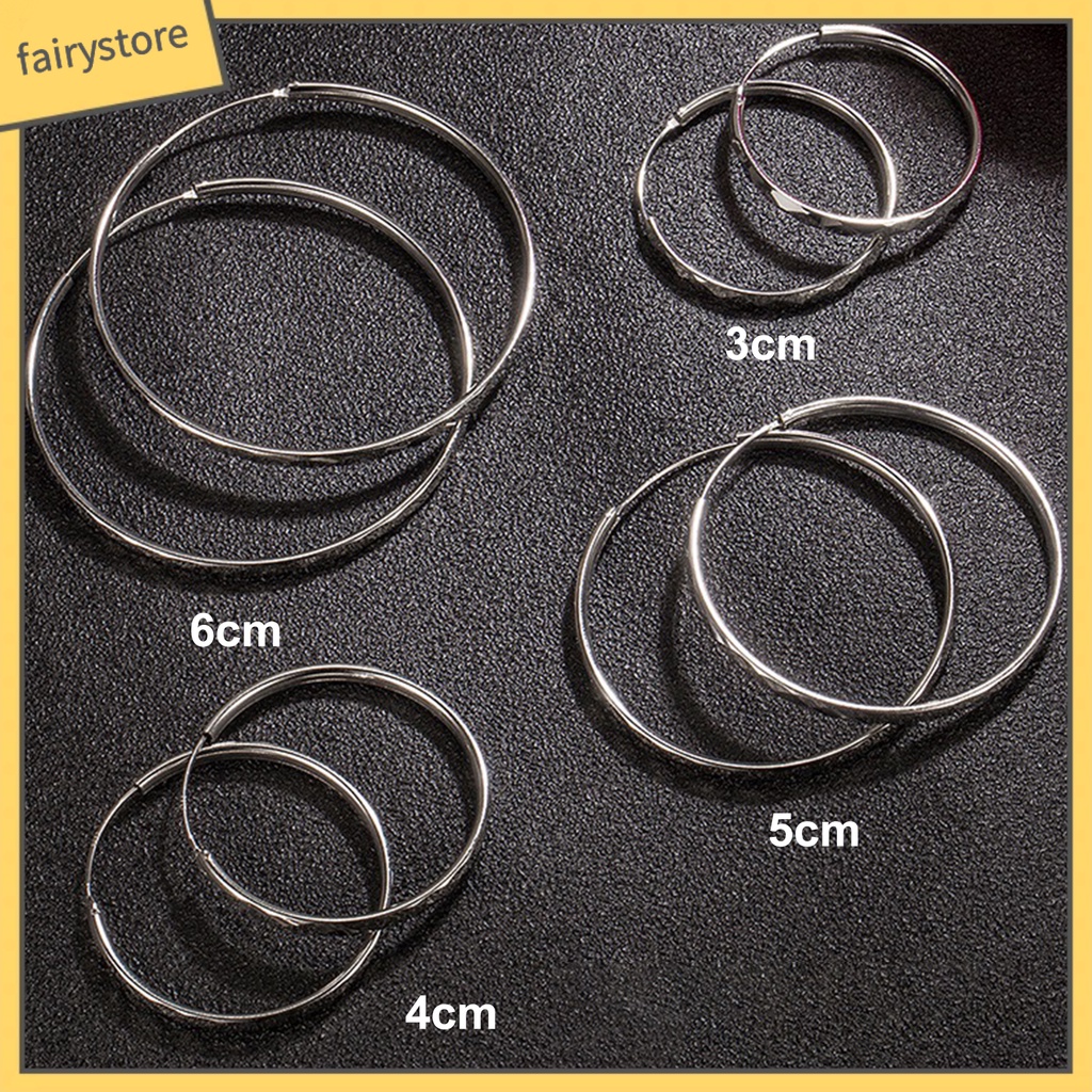 1 Đôi Bông Tai Hình Tròn Cỡ Lớn Phong Cách Hip Hop Thời Trang Cho Nữ