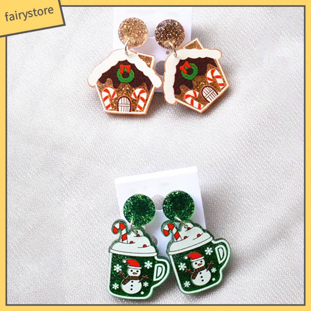 1 Cặp Bông Tai Họa Tiết Giáng Sinh Lấp Lánh Dễ Phối Đồ Dành Cho Nữ