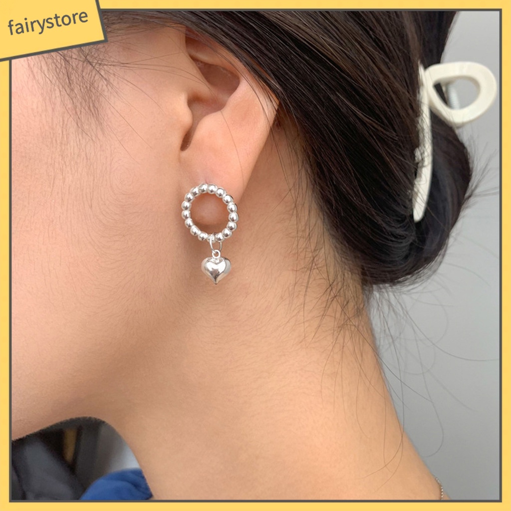 1 Đôi Bông Tai Hình Trái Tim Bề Mặt Mịn Phong Cách Hàn Quốc Dành Cho Nữ