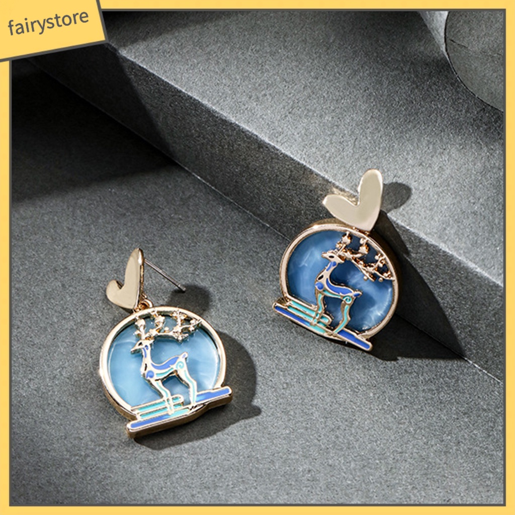 1 Đôi Bông Tai Móc Hình Cá Bằng Kim Loại Phong Cách Trung Hoa Dành Cho Nữ