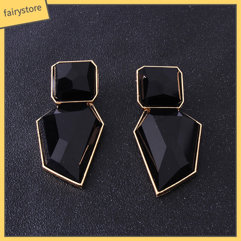 Bông Tai Hình Học Bằng Nhựa Resin Lấp Lánh Phong Cách Vintage Dành Cho Nữ