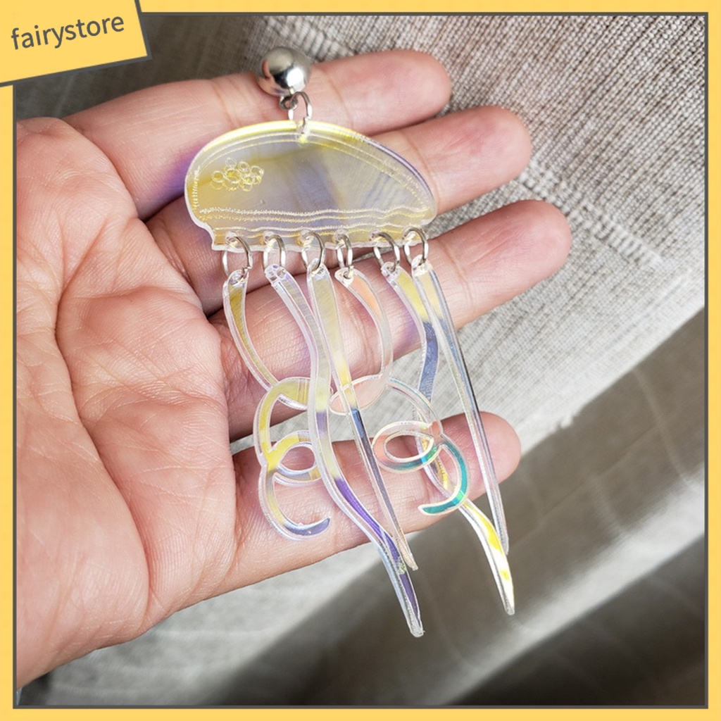 1 Đôi Bông Tai Hình Sứa Hoạt Hình Dạng Cong Bằng Acrylic Cho Nữ