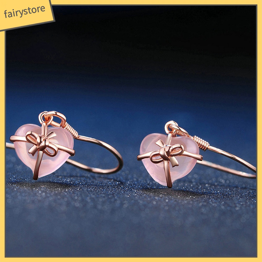 Đôi Bông Tai Hình Nơ / Trái Tim Đính Đá Thời Trang Cho Nữ