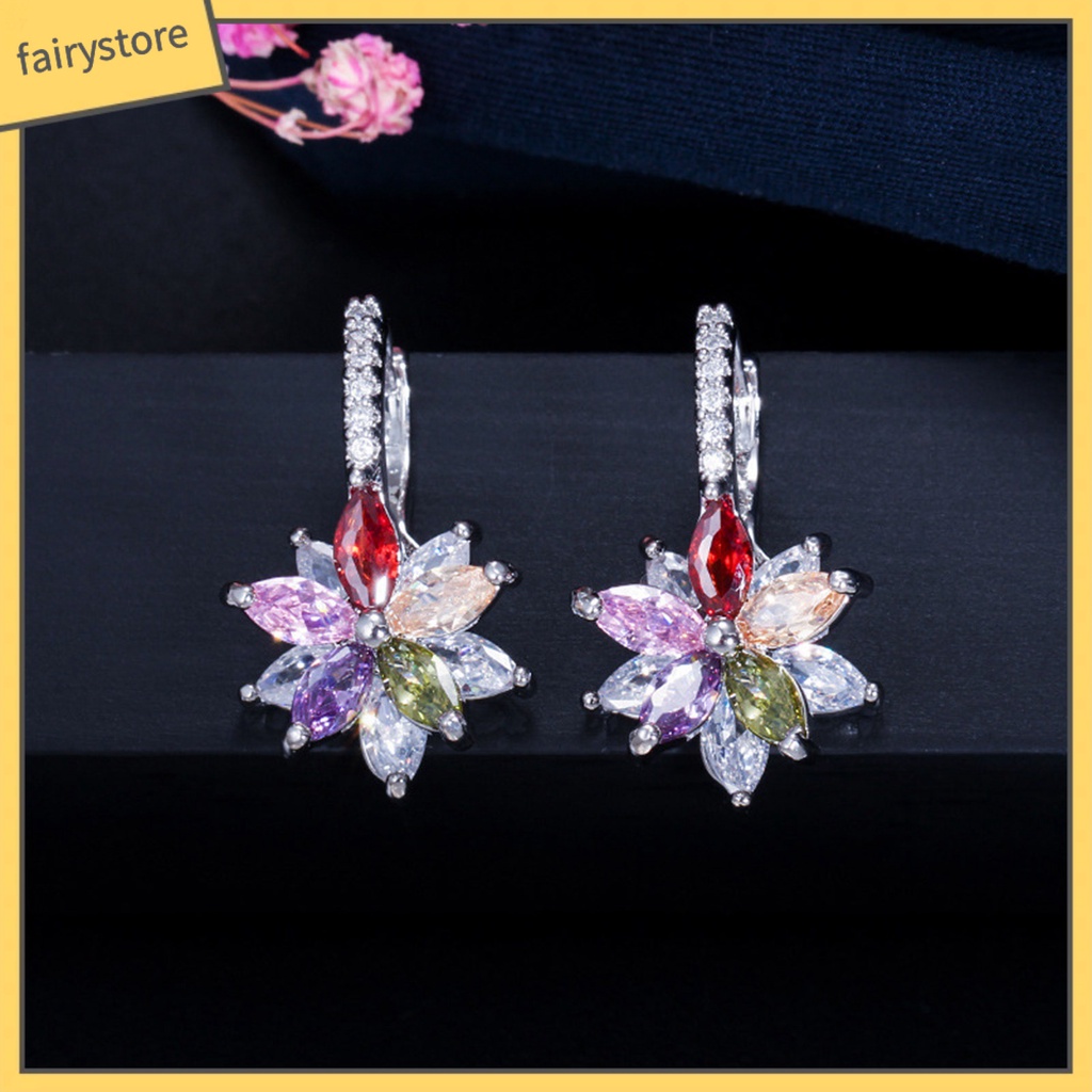 1 Đôi Bông Tai Hình Hoa Đính Đá Lấp Lánh Dùng Hàng Ngày