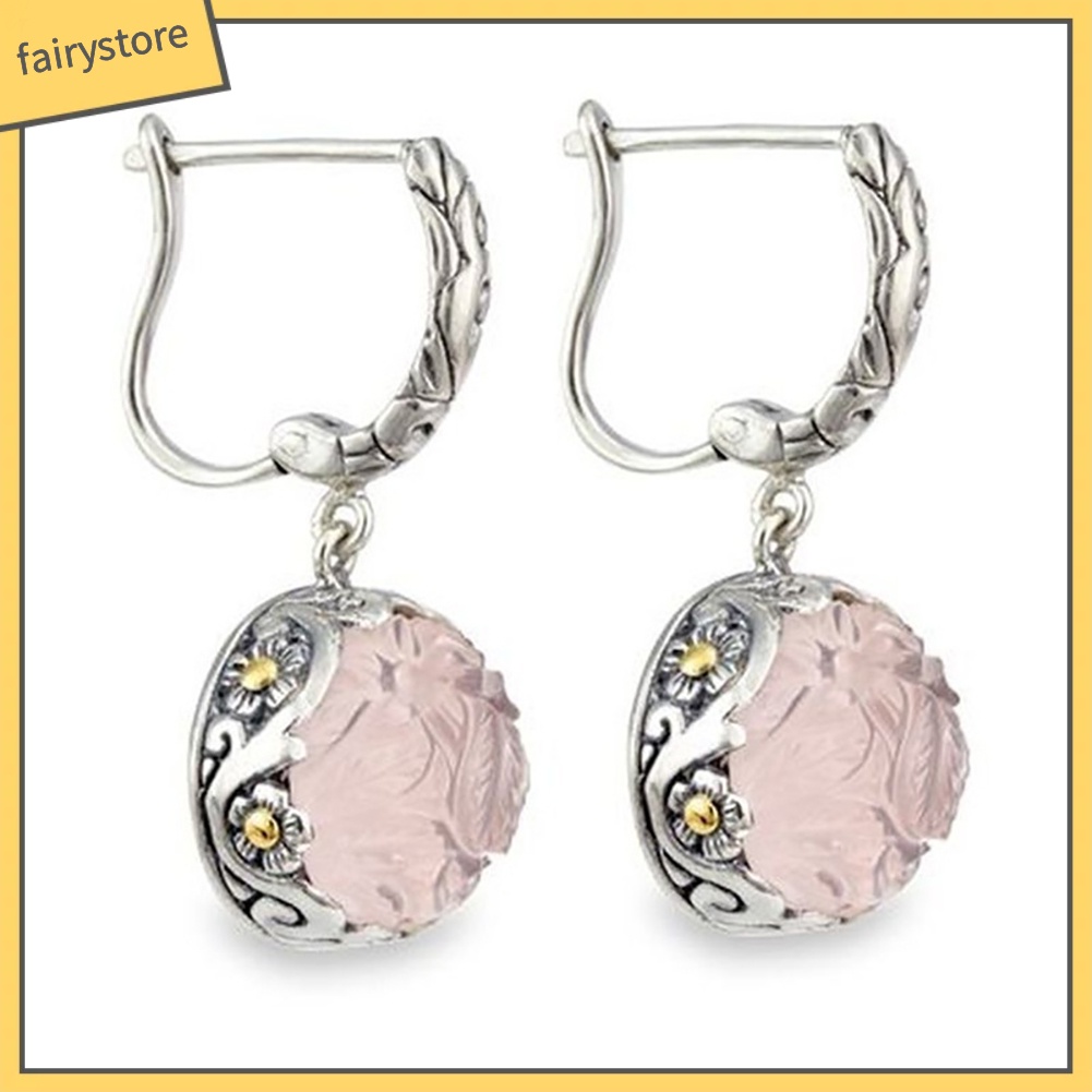 Bông Tai Hình Hoa Đính Đá Mặt Trăng Giả Dành Cho Nữ