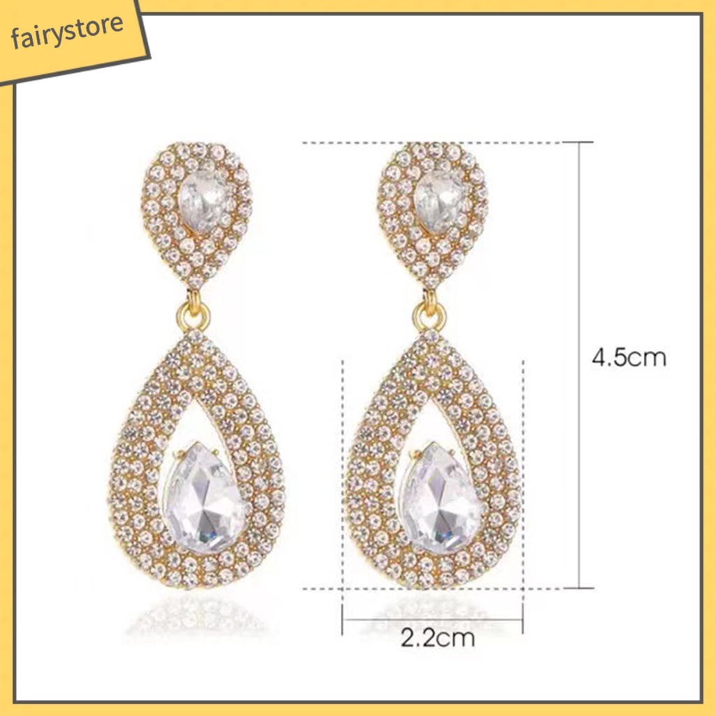 1 Đôi Bông Tai Hình Giọt Nước Đính Đá Lấp Lánh Dành Cho Nữ