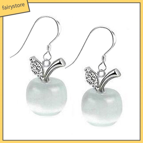 Bông Tai Mạ Bạc 925 Hình Quả Táo Đính Đá Zircon Thời Trang Cho Nữ