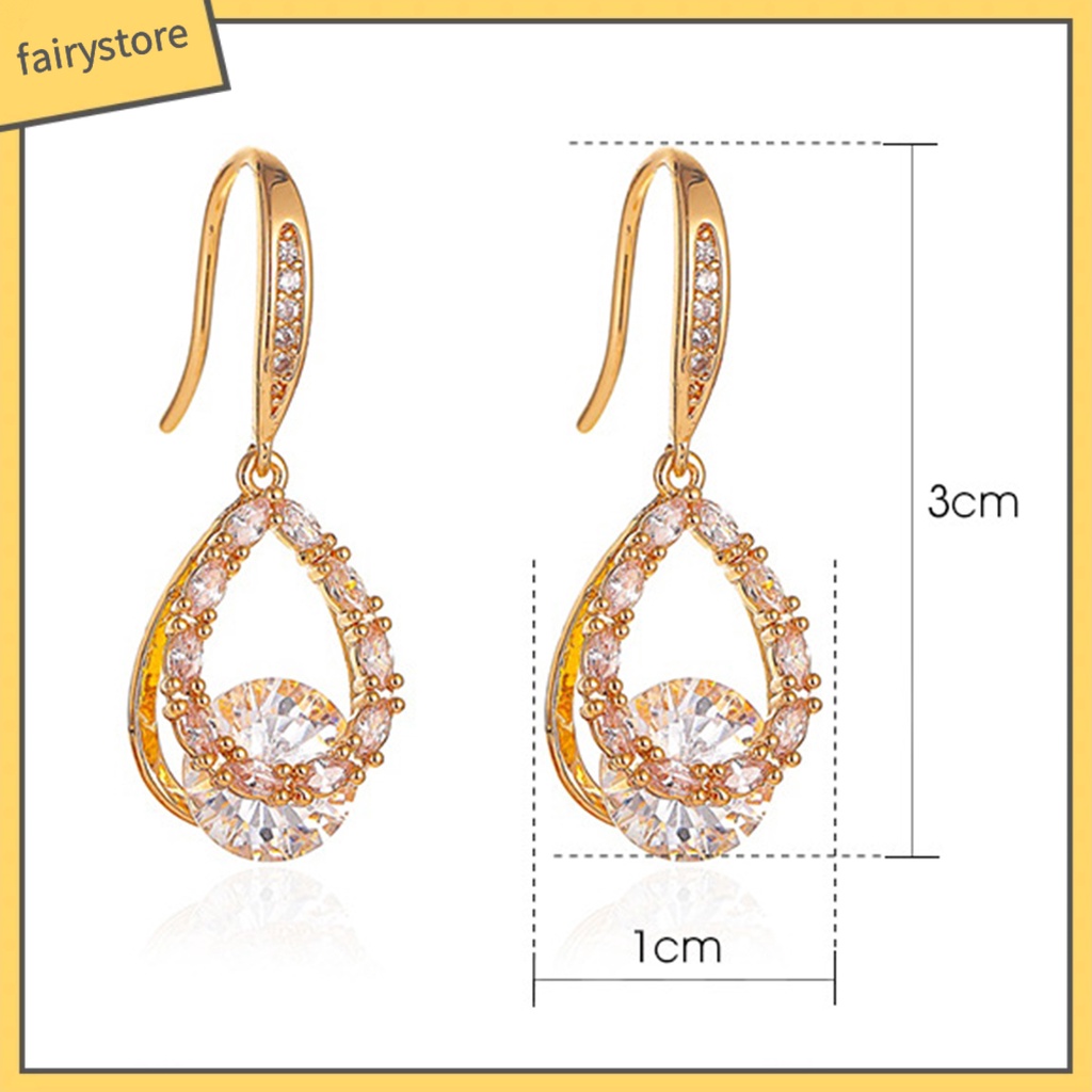 1 Đôi Bông Tai Hình Giọt Nước Đính Đá Lấp Lánh Dành Cho Nữ