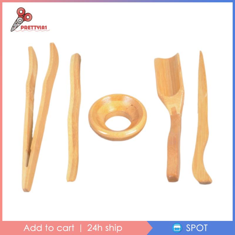 1 [Prettyia] Set 5 Kẹp Gỗ Gắp Trà &amp; Cà Phê