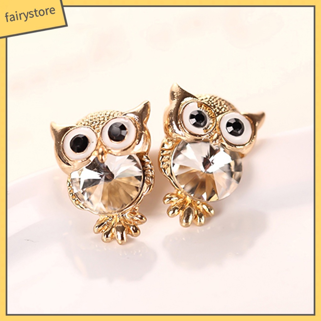 Bông Tai Hình Chim Cú Đính Đá Bằng Hợp Kim Thời Trang Dành Cho Nữ