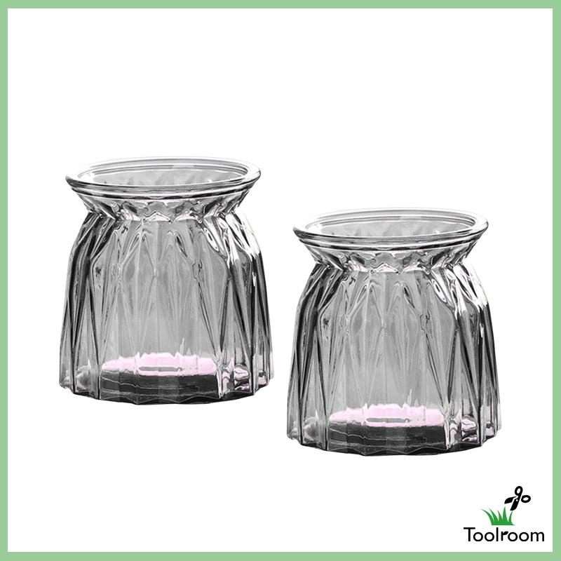 Bộ 2 Bình Hoa Bằng Kính Dùng Trang Trí Trong Nhà Hàng / Văn Phòng