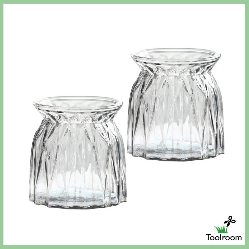 Bộ 2 Bình Hoa Bằng Kính Dùng Trang Trí Trong Nhà Hàng / Văn Phòng