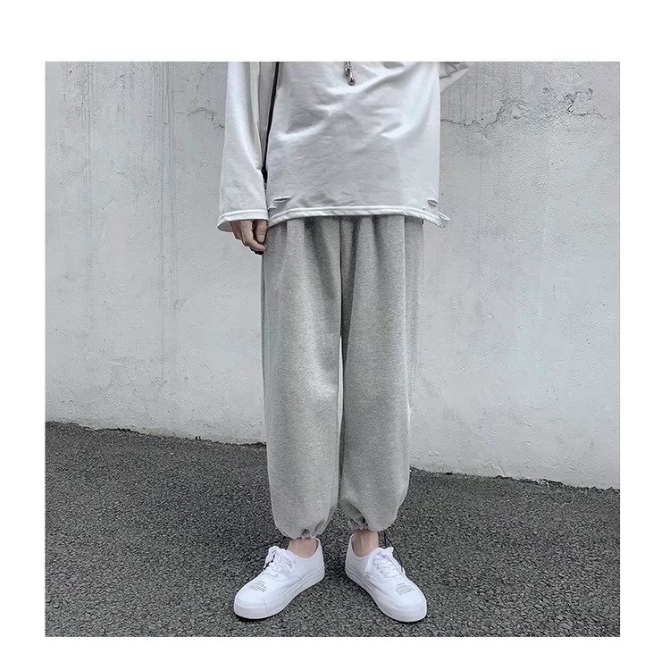 Quần Thể Thao Dây Rút Dáng Rộng Màu Sắc Đơn Giản Thời Trang Xu Hướng Hong Kong Cho Nam