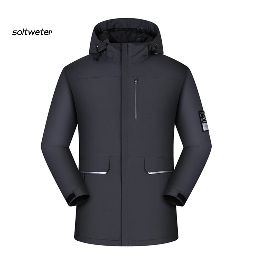 Áo Khoác Unisex Có Nón Bằng Vải Cotton Màu Trơn Chống Gió Chống Tia UV Có Khóa Kéo Dùng Khi Leo Núi Ngoài Trời