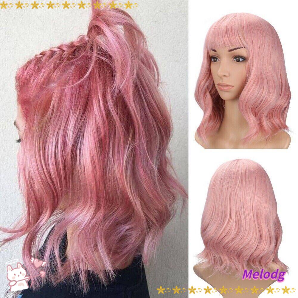 Bộ Tóc Giả Kiểu Xoăn Dày Màu Hồng Chịu Nhiệt Độ Cao Thời Trang Cho Nữ