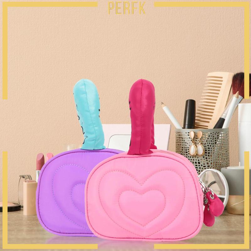 [Perfk] Túi Đựng Mỹ Phẩm / Đồ Trang Điểm Đa Năng Họa Tiết Trái Tim Hợp Thời Trang Cho Nữ